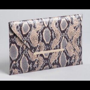 BCBGMaxAzria Python Pattern Clutch - Beige and Black